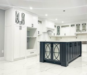 white blue kitchen renovation etobicoke