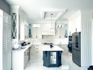 white blue kitchen renovation brampton
